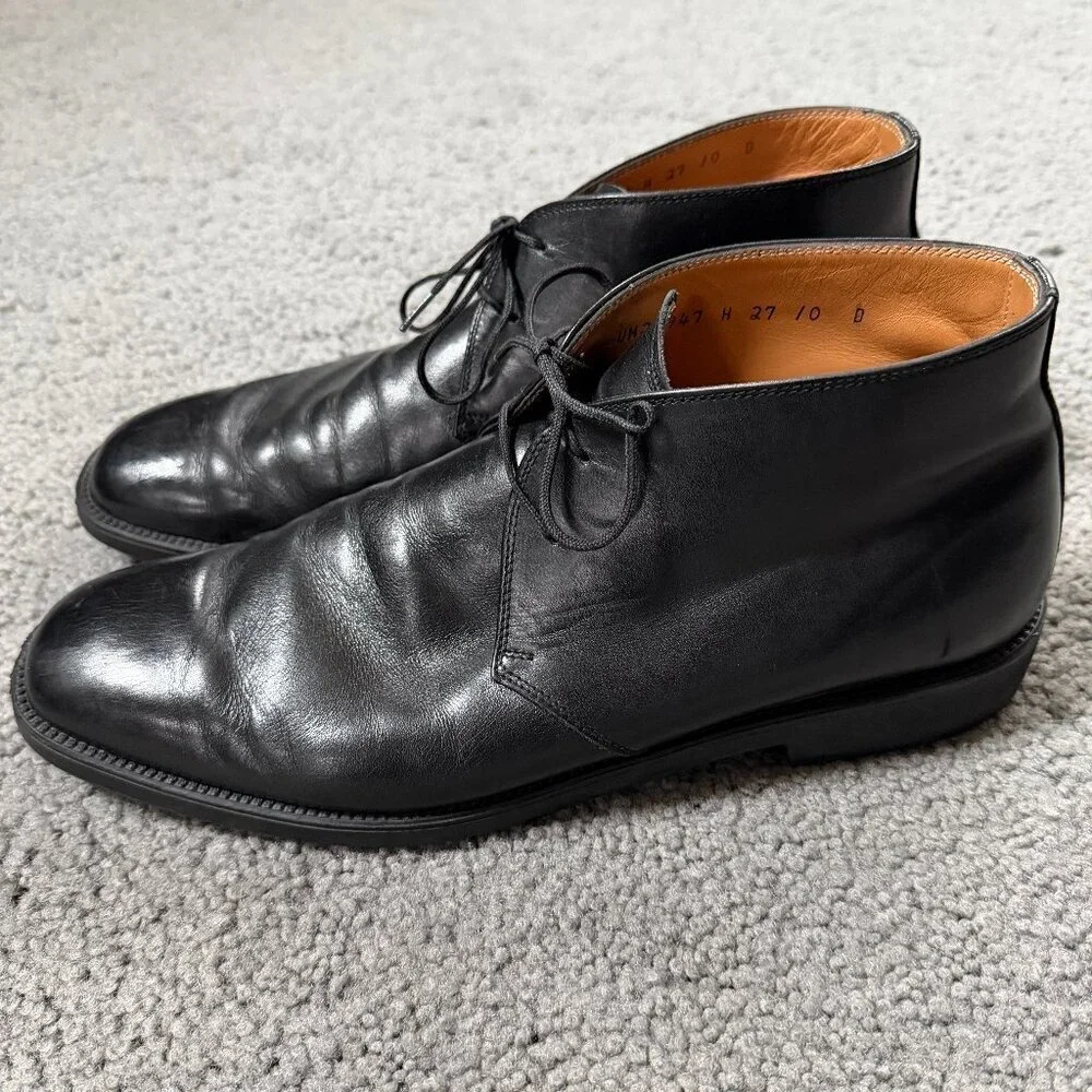 Salvatore Ferragamo Studio Black Leather Lace-Up Chukka Boots Men's Size 10 VGUC